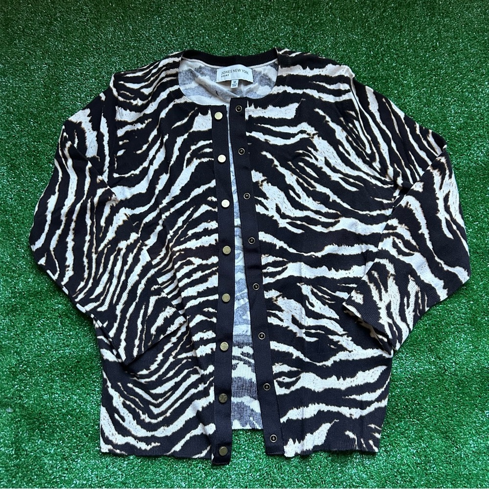 Zebra Print Cardigan Sweater